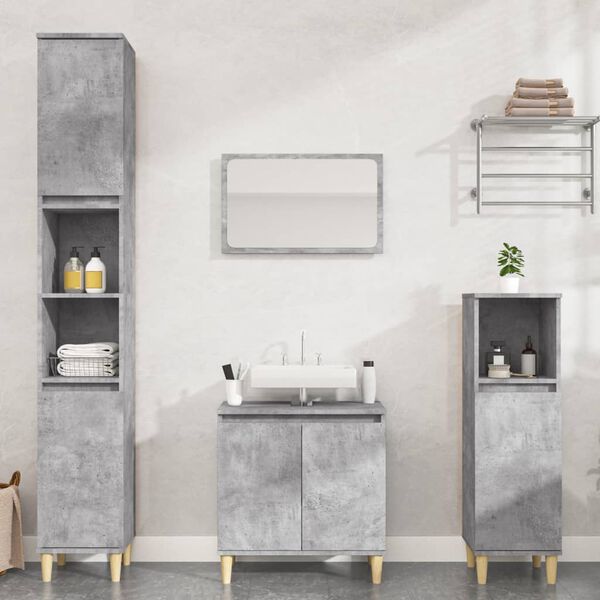 vidaXL Ensemble de meubles de salle de bain 3 pcs gris b&eacute;ton