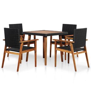 vidaXL Ensemble &agrave; manger d'ext&eacute;rieur 5 pcs R&eacute;sine tress&eacute;e Noir marron