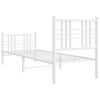 vidaXL Cadre de lit m&eacute;tal sans matelas avec pied de lit blanc 75x190cm