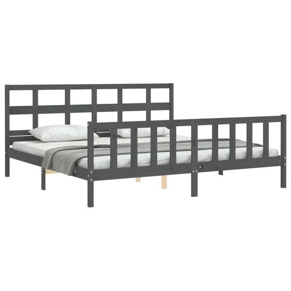vidaXL Cadre de lit sans matelas gris 200x200 cm bois massif de pin