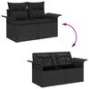 vidaXL Ensemble de canapé de jardin avec coussin 7 pcs Noir Poly rotin