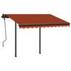 vidaXL Auvent manuel r&eacute;tractable avec LED 3,5x2,5 m Orange et marron