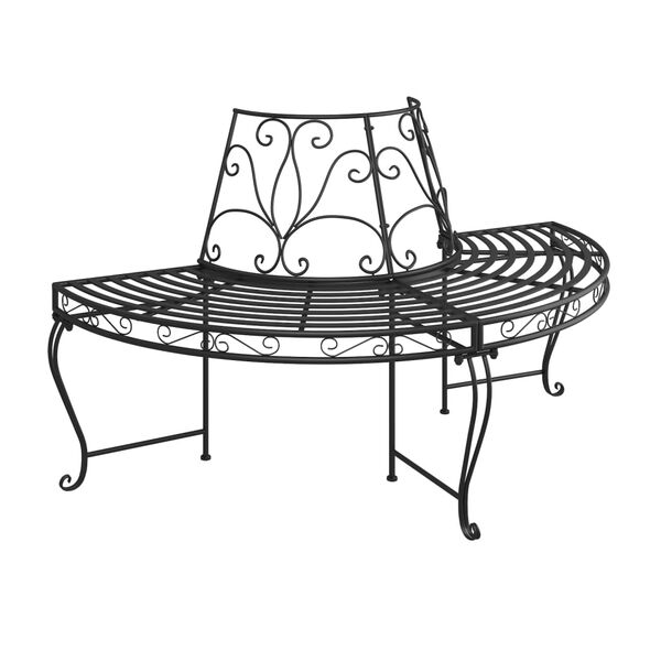 vidaXL Banc demi-circulaire tour d'arbre &Oslash;160 cm Noir Acier
