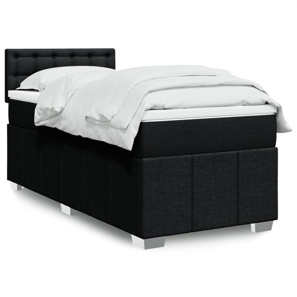 vidaXL Sommier &agrave; lattes de lit et matelas Noir 80x200 cm Tissu