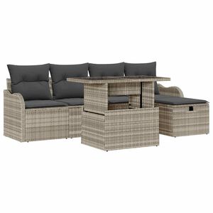 vidaXL Ensemble de canap&eacute; de jardin 6 pc Gris clair polyrotin