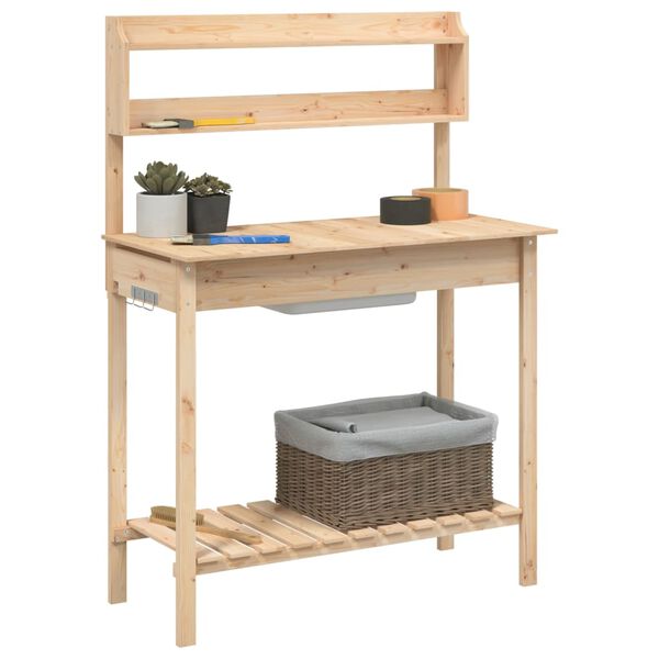 vidaXL Table de rempotage et &eacute;vier 147,5x44x139,5 cm bois massif sapin