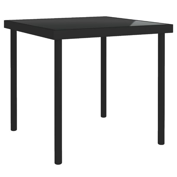vidaXL Table &agrave; d&icirc;ner d'ext&eacute;rieur Noir 80x80x72 cm Verre et acier