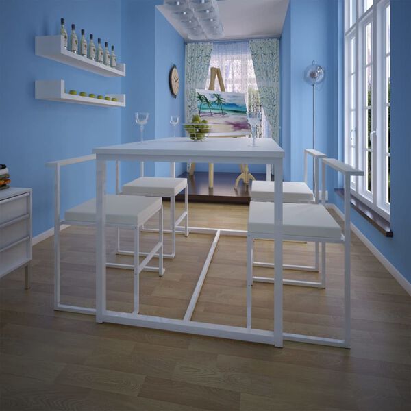 vidaXL Ensemble de table et chaises de salle &agrave; manger 5 pi&egrave;ces Blanc