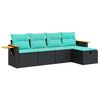 vidaXL Salon de jardin 5 pcs avec coussins noir r&eacute;sine tress&eacute;e