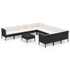 vidaXL Salon de jardin 12 pcs avec coussins r&eacute;sine tress&eacute;e noir