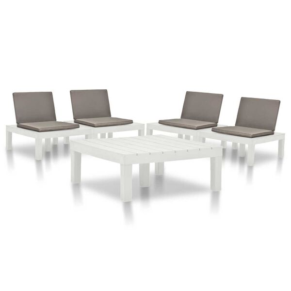 vidaXL Salon de jardin 5 pcs Plastique Blanc