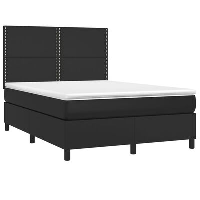 vidaXL Sommier à lattes de lit avec matelas et LED Noir 140x190 cm