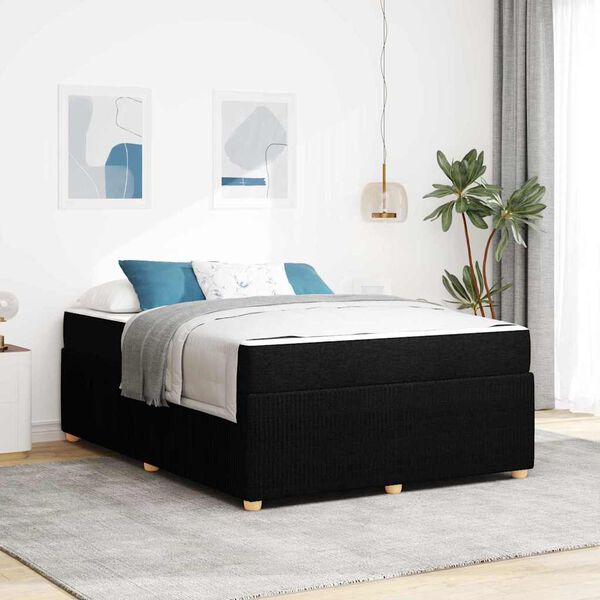 vidaXL Cadre de lit avec matelas avec matelas Noir 160 x 200 cm tissu