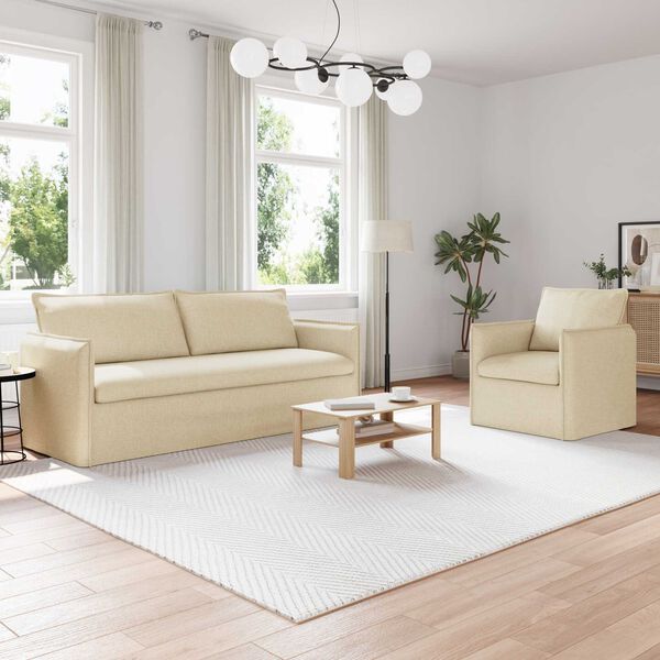 vidaXL Canap&eacute; 2 pcs Cr&egrave;me 196 x 82 x 85 cm tissu