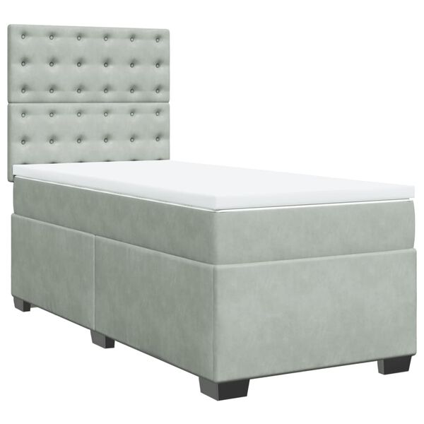 vidaXL Sommier &agrave; lattes de lit et matelas Gris clair 90x200 cm Velours