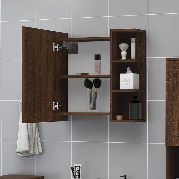 vidaXL Armoire &agrave; miroir de salle de bain Ch&ecirc;ne marron 62,5x20,5x64 cm