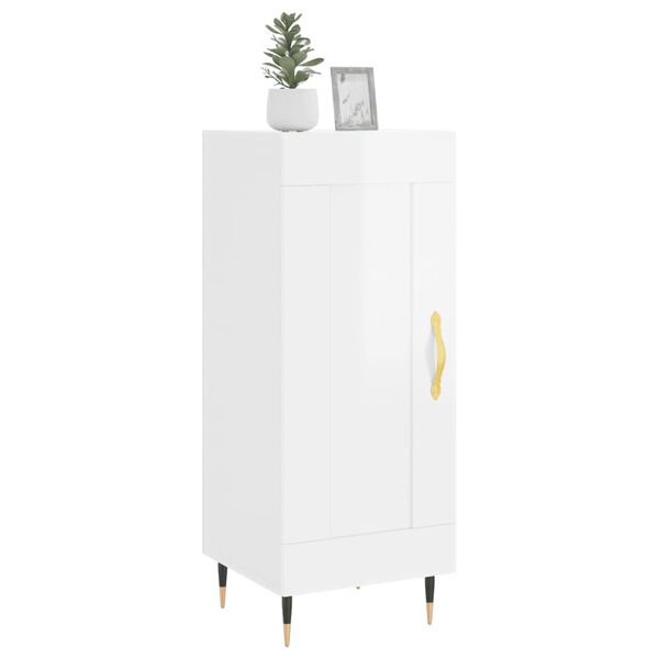 vidaXL Buffet Blanc brillant 34,5x34x90 cm Bois d'ing&eacute;nierie