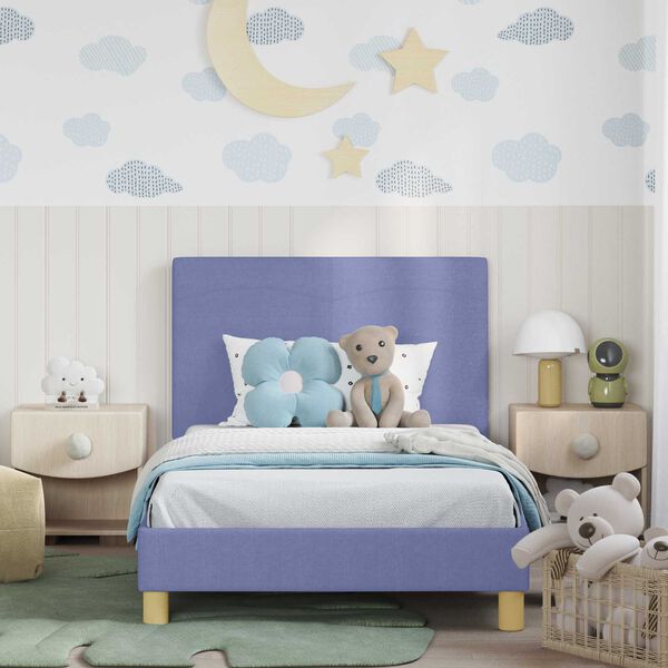 vidaXL Cadre de lit pour enfants avec t&ecirc;te de lit Bleu denim tissu
