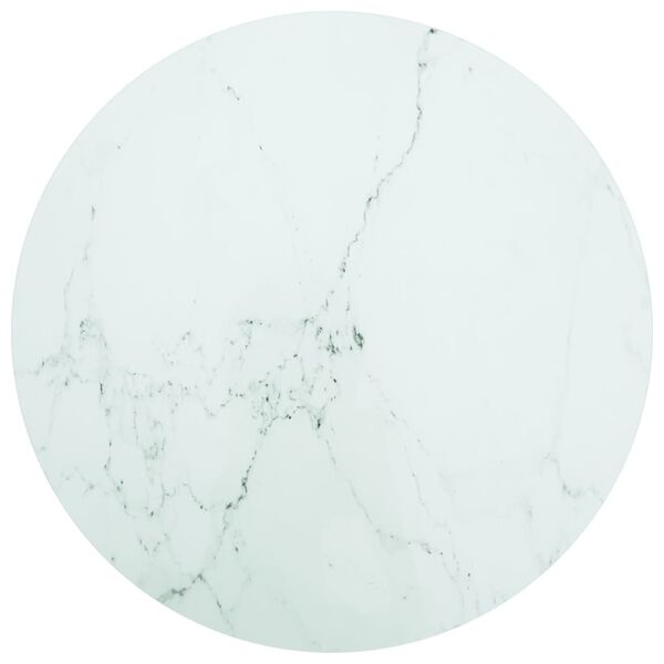 vidaXL Dessus de table blanc Ø80x1 cm verre trempé avec design marbre