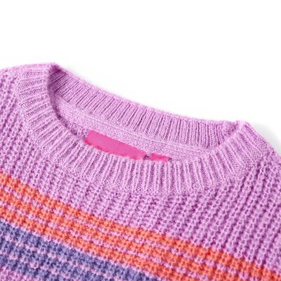 Pull-over rayé tricoté pour enfants lilas et rose 92