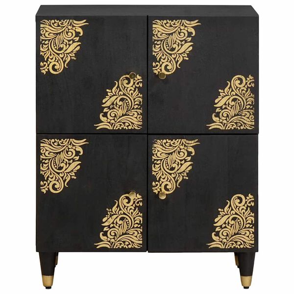 vidaXL Buffet avec &eacute;tag&egrave;re Noir 60 x 33 x 75 cm Bois de mangue massif