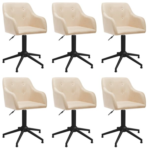 vidaXL Chaises pivotantes &agrave; manger lot de 6 cr&egrave;me tissu