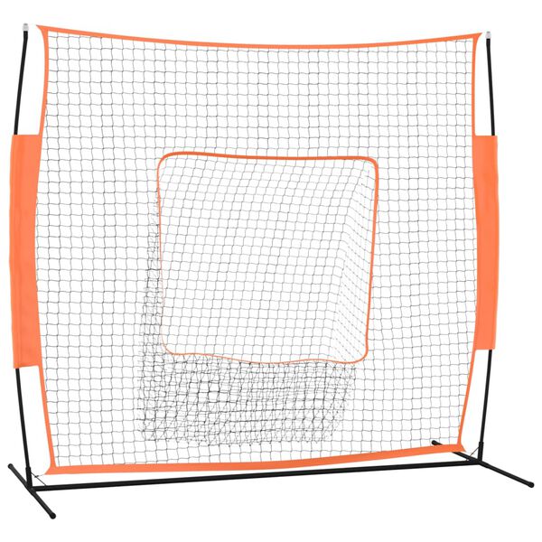 vidaXL Filet de baseball portable orange et noir 219x107x212 cm