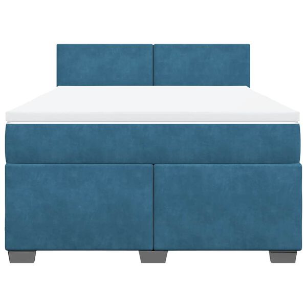 vidaXL Sommier &agrave; lattes de lit et matelas Bleu fonc&eacute; 140x190cm Velours
