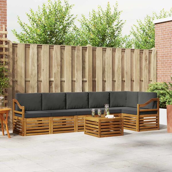 vidaXL Ensemble de canap&eacute; d'angle 7 pcs Naturel et Anthracite