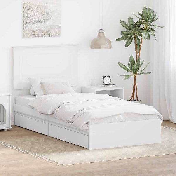 vidaXL Lit de Rangement Blanc 75 x 190 cm Bois d'ing&eacute;nierie