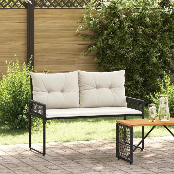 vidaXL Banc ext&eacute;rieur Noir et blanc cr&egrave;me 118 x 55 x 82 cm