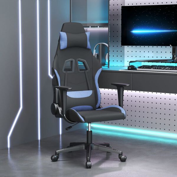 vidaXL Chaise de jeu Noir et bleu Tissu