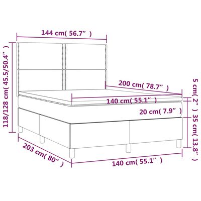 vidaXL Sommier à lattes de lit avec matelas Noir 140x200 cm Tissu