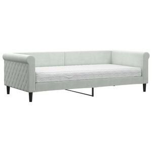 vidaXL Lit de jour avec matelas gris clair 90x200 cm velours