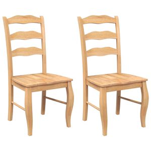 vidaXL Chaises de salle &agrave; manger (lot de 2) en bois massif naturel et caoutchouc
