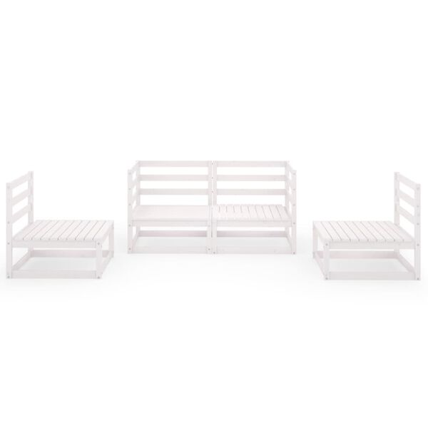 vidaXL Salon de jardin 4 pcs Blanc Bois de pin massif