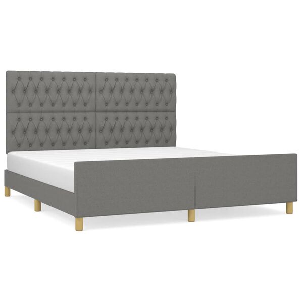 vidaXL Cadre de lit sans matelas gris fonc&eacute; 180x200 cm tissu