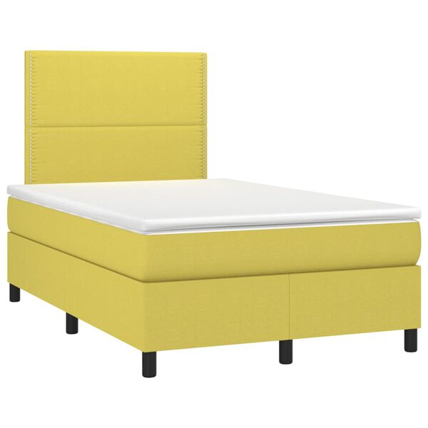 vidaXL Sommier &agrave; lattes de lit et matelas et LED Vert 120x200 cm Tissu