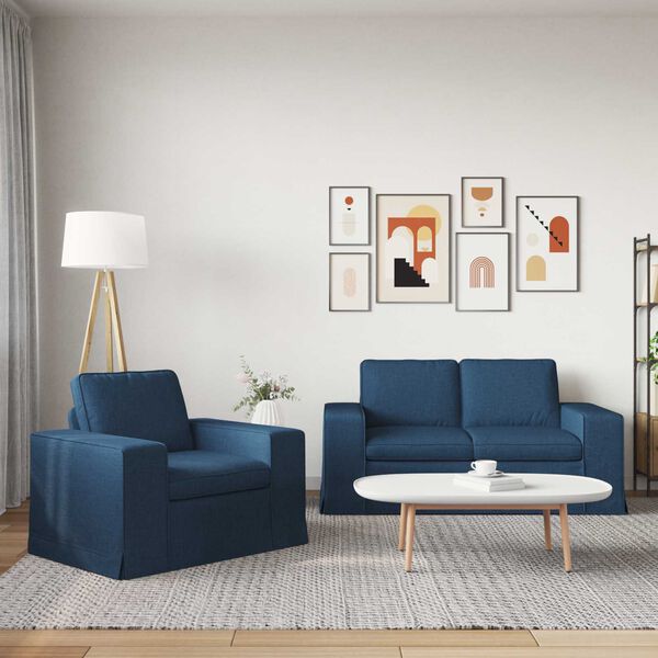 vidaXL Canap&eacute; 120cm 2 pcs Bleu M&eacute;tал
