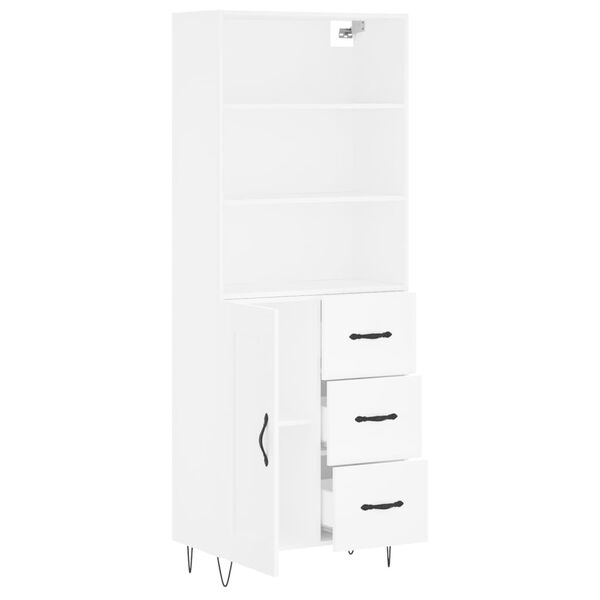 vidaXL Buffet haut Blanc 69,5x34x180 cm Bois d'ing&eacute;nierie
