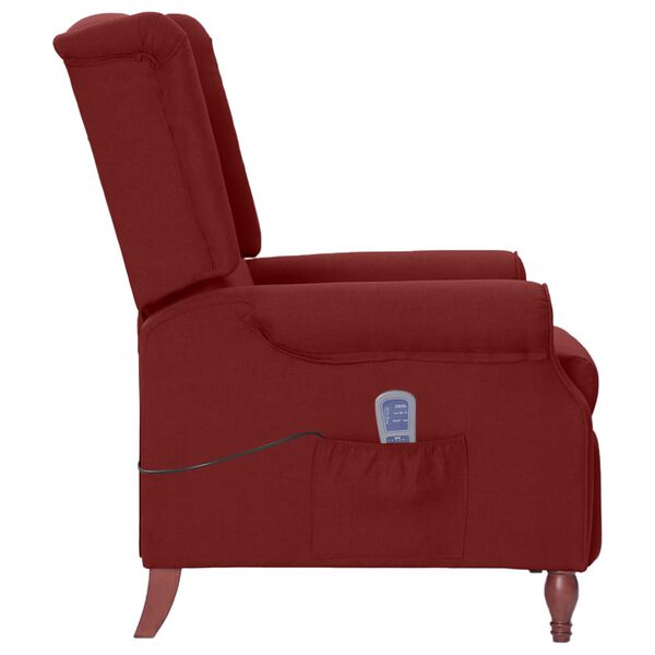 vidaXL Fauteuil de massage inclinable Rouge bordeaux Tissu