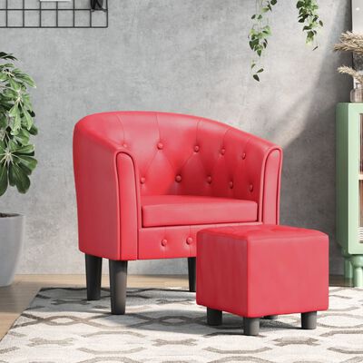 vidaXL Chaise cabriolet avec repose-pied rouge similicuir