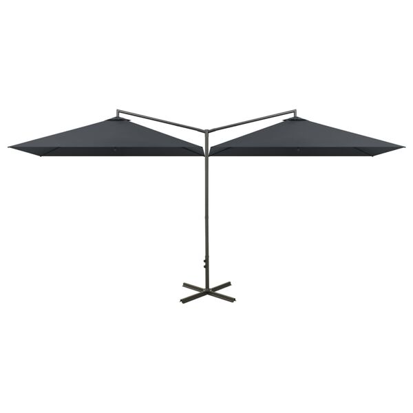 vidaXL Parasol de jardin double avec mât en acier anthracite 600x300cm