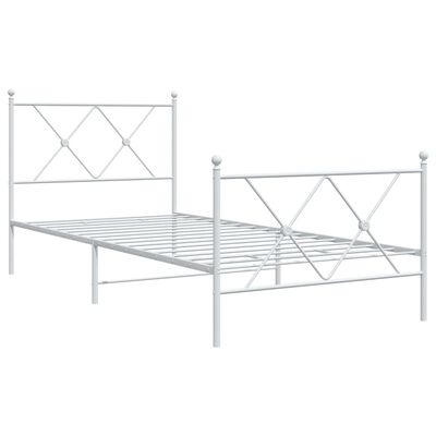 vidaXL Cadre de lit métal sans matelas avec pied de lit blanc 90x200cm