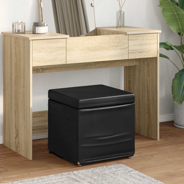 vidaXL Tabouret Noir Cuir Synth&eacute;tique et Bois Composite