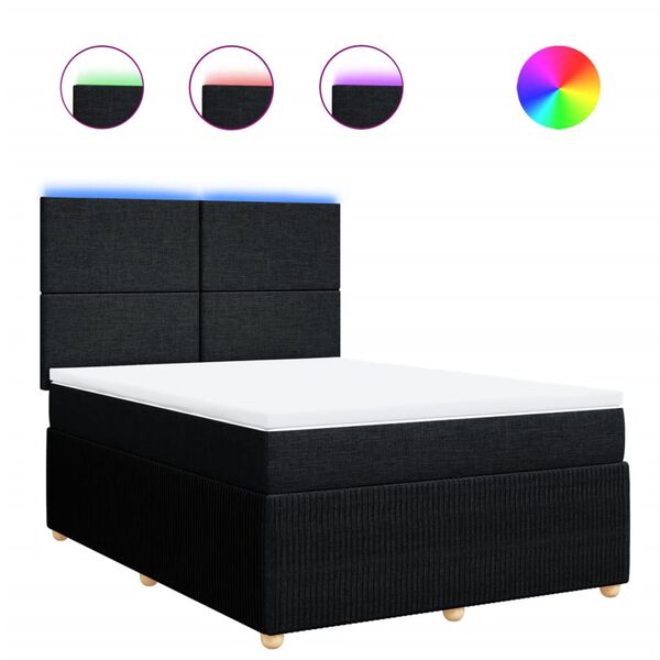 vidaXL Sommier &agrave; lattes de lit avec matelas Noir 140x190 cm Tissu