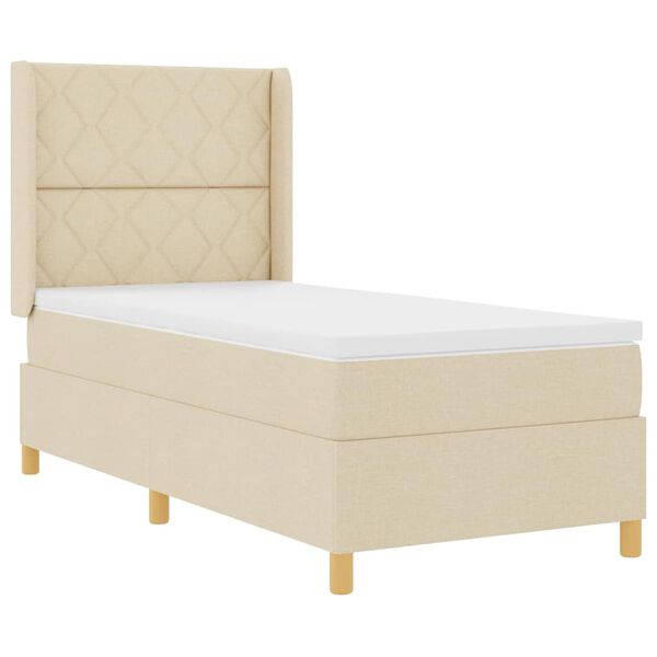 vidaXL Lit &agrave; ressorts avec matelas Cr&egrave;me 140 x 200 cm tissu