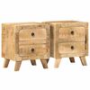vidaXL Table de chevet 2 pcs 40x32x46 cm bois massif de manguier brut