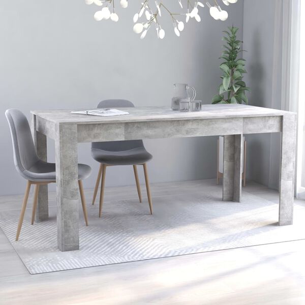 vidaXL Table de salle &agrave; manger Gris b&eacute;ton 160x80x76 cm Agglom&eacute;r&eacute;