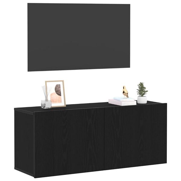 vidaXL Ensemble meuble TV Montage mural Ch&ecirc;ne noir 100 x 30 x 41 cm